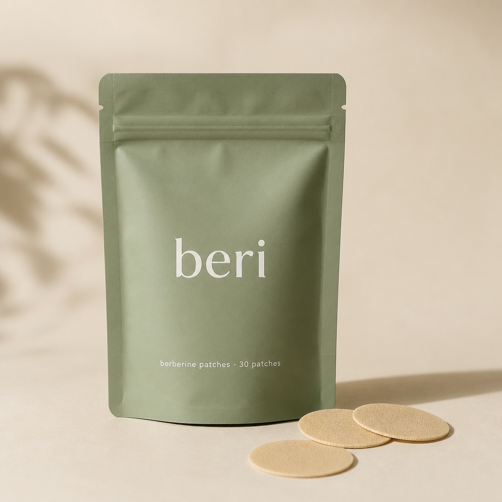 מדבקות ברברין beri — שקית ומדבקות על רקע קרם